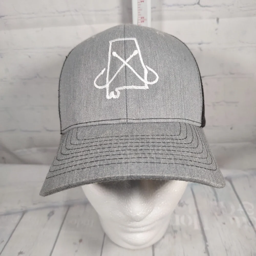 Richardson Cap Trucker Hat Snapback w/ Embroidered State Alabama & Fishing Hooks
